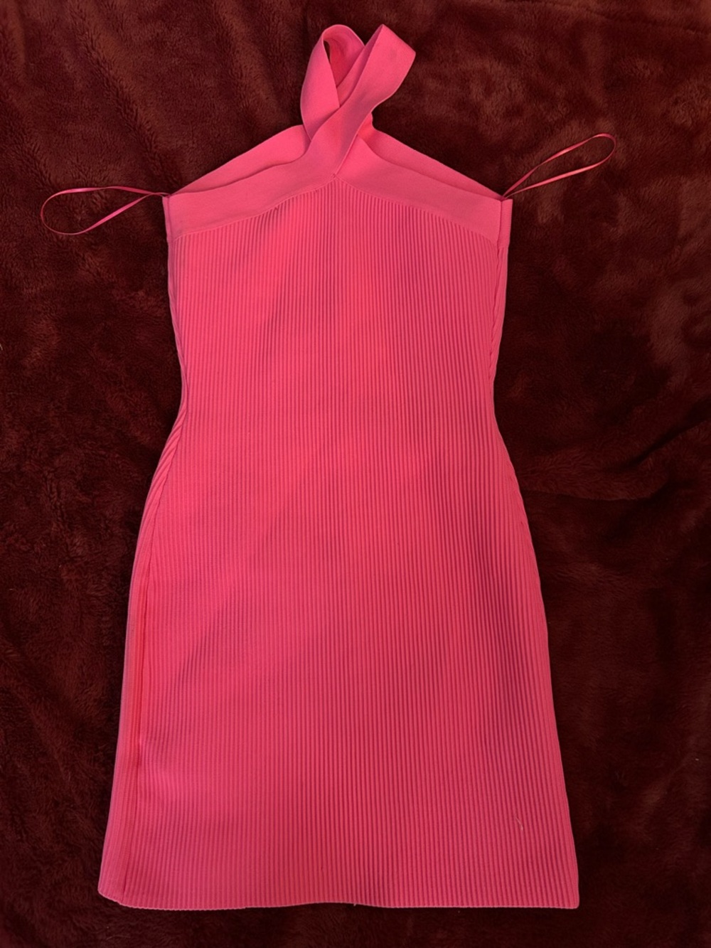 Sincerly Jules Bright Hot Pink Ribbed Knit Dress